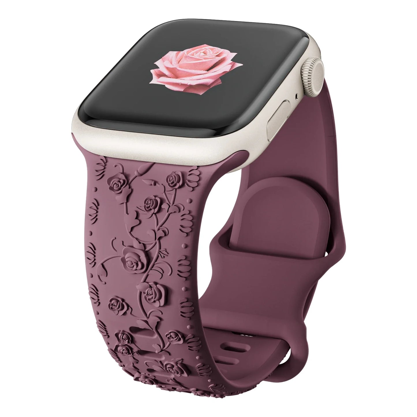 For Apple Watch Band 42mm 41mm 40 45mm 49mm 44mm Floral Engraved bracelet correa for iwatch series11 10 9 7 SE 6 8 Ultra 2 Strap