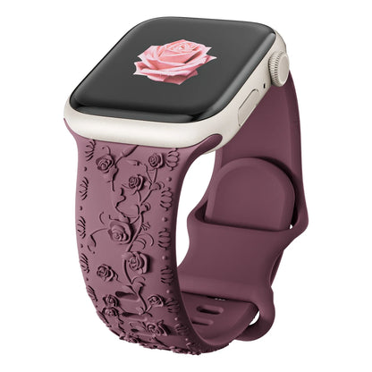 For Apple Watch Band 42mm 41mm 40 45mm 49mm 44mm Floral Engraved bracelet correa for iwatch series11 10 9 7 SE 6 8 Ultra 2 Strap