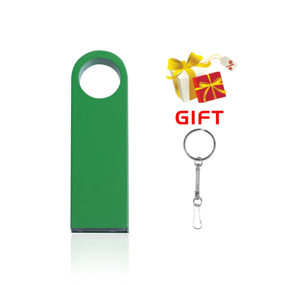 USB Flash Drive Colorful Metal 128GB 64GB 32GB Pen Drive 16GB 8G 4GB 128M Pendrive Free Key Chain Memory Stick Creative Business