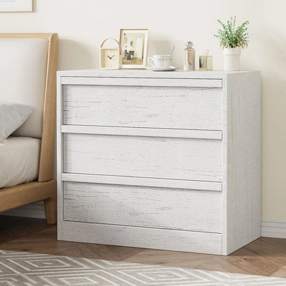 3 Drawer Dresser for Bedroom, White Nightstand 3 Chest of Drawers with Large Storage, Small Modern Bedside End Table