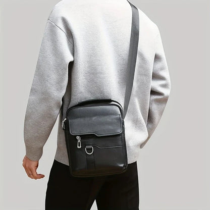 Multi-purpose men's shoulder bag for work, PU crossbody briefcase with handle, professional casual daypack