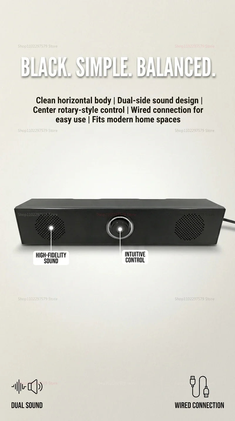 Wired Bluetooth Speaker USB Powered Soundbar Stereo Bass Dual Speaker Home Theater TV PC Laptop Gaming Portable Audio Box