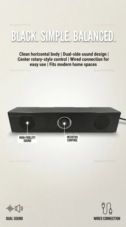 Wired Bluetooth Speaker USB Powered Soundbar Stereo Bass Dual Speaker Home Theater TV PC Laptop Gaming Portable Audio Box