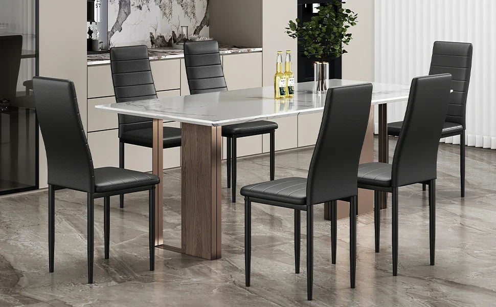Modern Dining Chairs, Kitchen Chair Leather with Metal Legs and Foot Pads,Thick Padded Seats,Backrest Set
