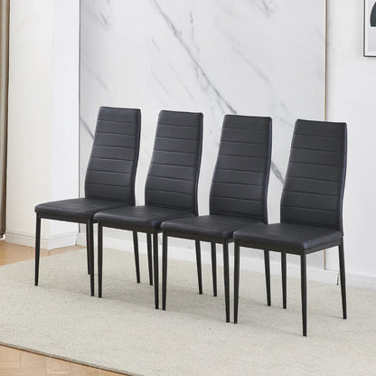 BonChoice Set of 2/4/6 Dining Chairs PU Leather/Velvet High Back With Metal Legs For Dining Room Kitchen Restaurant Office