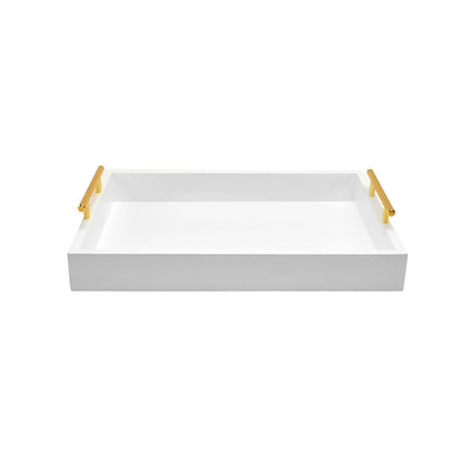 Large Serving Tray with Handles, Decorative Wooden Tray for Coffee Table, White Rustic Tray for Living Room, Bathroom & Outdoor