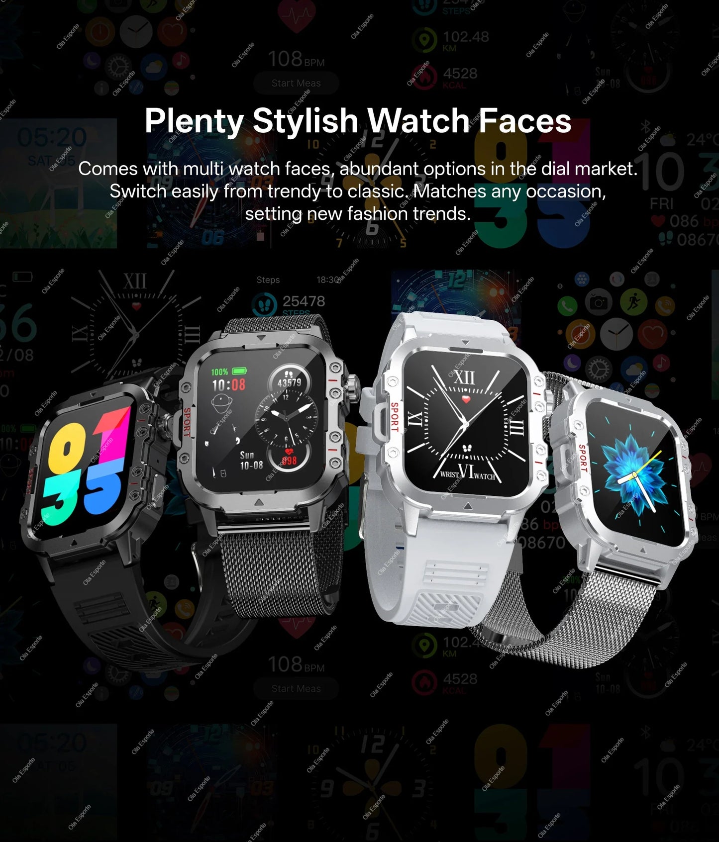 2026 Rugged Military Smart Watch Men's Outdoor Watch LED Flashlight 2.01'' HD Touch Screen Voice Bluetooth Call Smartwatch Gifts