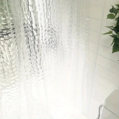 1Set Waterproof Bathroom Shower Curtain Transparent Bathroom Curtain with Hooks Thickened Bathing Sheer Wide Bath Curtain