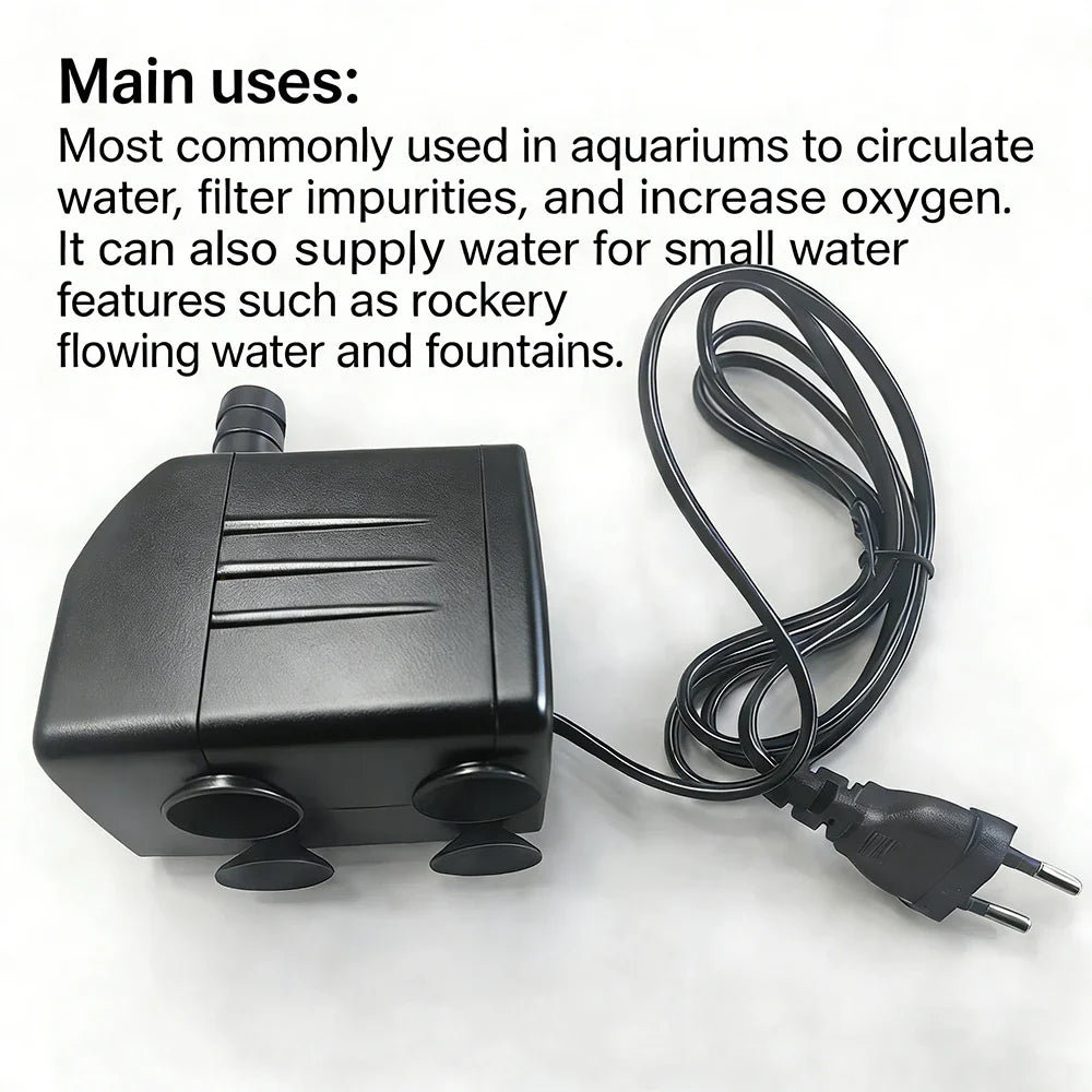 AC220V Multi-functional Silent Aquarium Submersible Pump, Landscape Large-flow Water Spray Pump,Fish Pond Water Circulation Pump