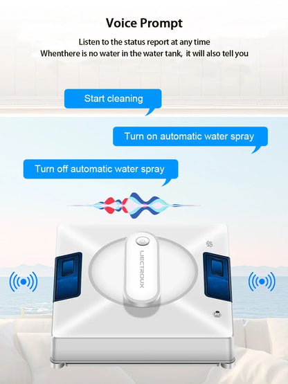 Robot Window Cleaner Liectroux YW509, 4-Way Water Spray,Home Glass Floor Window Robot Vacuum Cleaner,Strong Vacuum,Smart Memory
