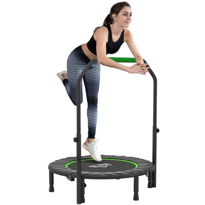 HOMCOM 40" Foldable Mini Trampoline with Adjustable Foam Handle, for Cardio Training, Green