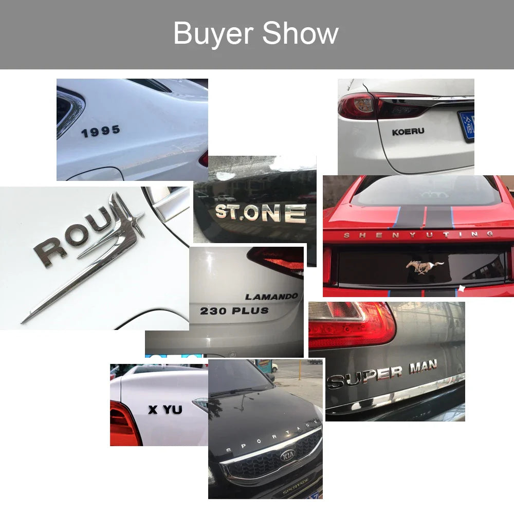 45mm 3D Metal DIY Letters Alphabet Emblem Chrome Car Stickers Digital Badge Automobiles Logo Car Accessories Motorcycle sticker