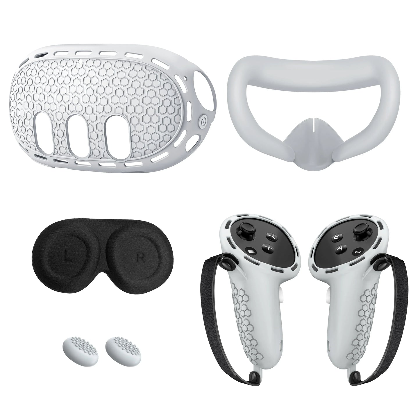 VR Accessories for Meta Quest 3, 4 in 1 Silicone Protective Case Set for Quest 3,Controller Grip Cover,VR Shell Cover,Face Cover