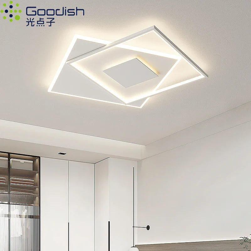 Modern Nordic Led Ceiling Light Square Minimalist Lamps for Kitchen Living Dining  Room Art Home Decoration Chandelier