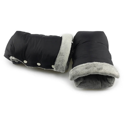 2pcs Black Waterproof Pram Stroller Warm Gloves Mitten Winter Hand Muff Baby Stroller Mitten Winter Warm Stroller Accessories