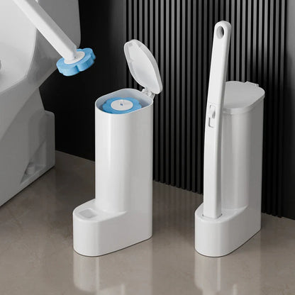 1SET White Disposable Toilet Brush Cleaner With Long Handle With Replaceable Brush Head Cleaning Brush Bathroom Accessories