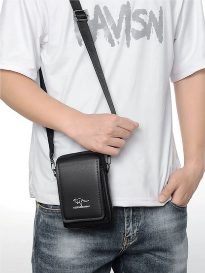 Leather Fashion Phone Pouch Belt Bag Shoulder Crossbody Waist Pack Vintage Outdoor Multi-function Mens Leisure Hanging Waist Bag