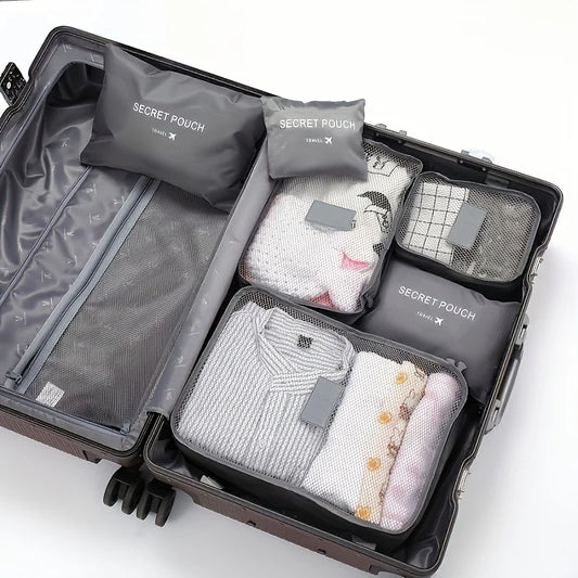 6pcs Multifunction Travel Bags Waterproof Clothes Storage Luggage Organizer Pouch Packing Cube Men And Women Travel Storage Bag
