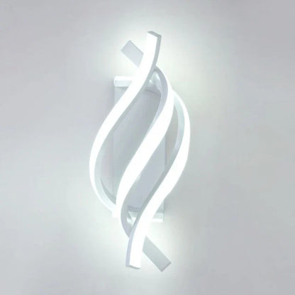 Curved Spiral Design LED Wall Lamp for Bedroom Bedside Corridor Living Room Staircase Corridor Lighting Fixture Home Decor Light