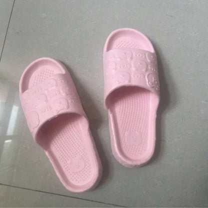 Couple Printting Cute Bear Women Slippers Summer Indoor Soft Cartoon Sandals Bathroom Anti-slip Outdoor Comfy Men Leisure Shoes