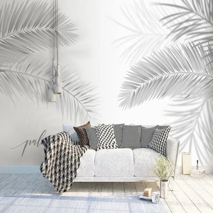 3D Hand-Painted Nordic Style Coconut Leaves Wall Mural for Living Room Bedroom Modern Art Photo Wallpaper Tropical Home Decor