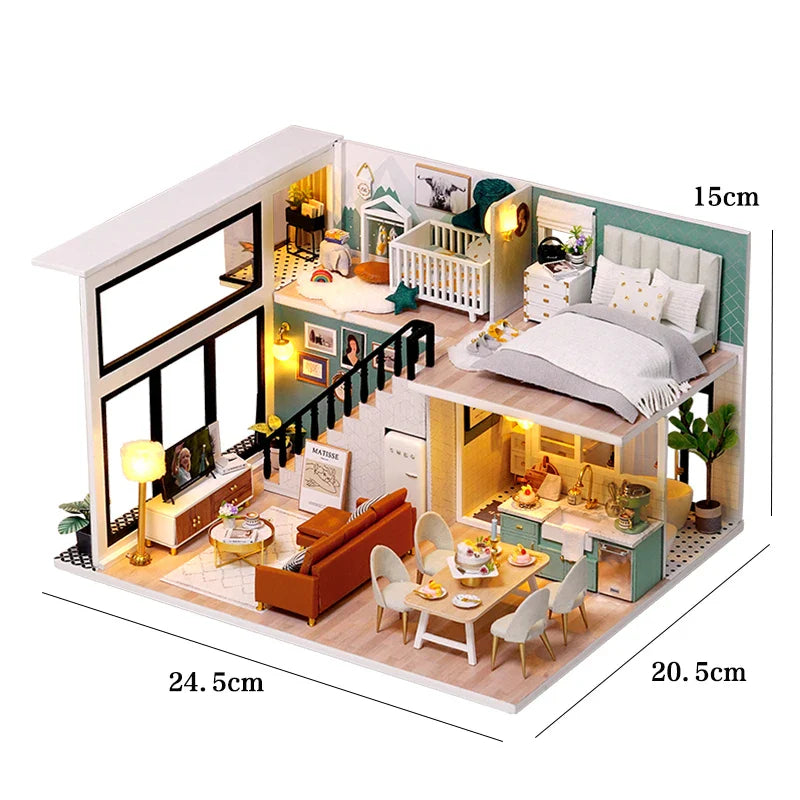 DIY Doll Houses Kits 3D Wooden Puzzles Mini Doll House Assembly Building Furniture Handmade Toys For Kids Birthday Gifts