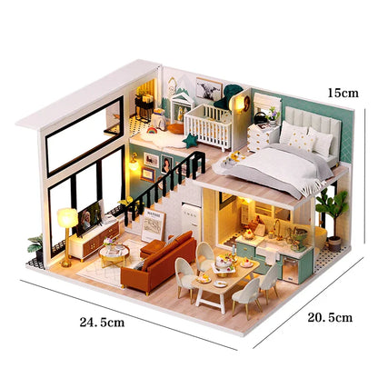 DIY Doll Houses Kits 3D Wooden Puzzles Mini Doll House Assembly Building Furniture Handmade Toys For Kids Birthday Gifts