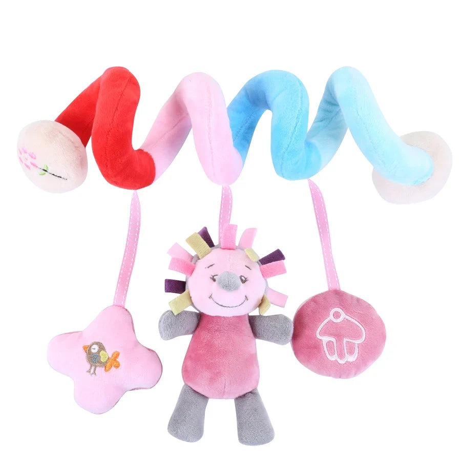 Newborns Spiral Hanging Activity Stroller Toy Baby Carseat Toy Black & White Lion Koala Rattle  for Crib Mobile Sensory Toy Gift