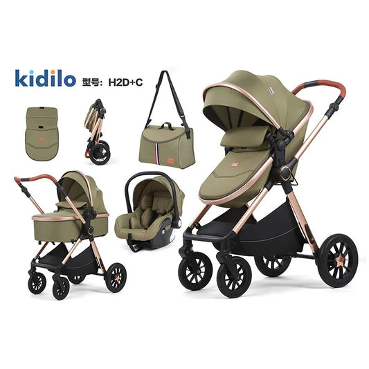 Kidilo stroller can sit and lie down folding shock absorber basket three in one two-way newborn baby high landscape