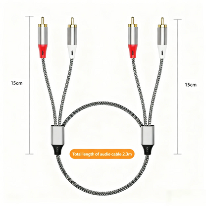 Double RCA audio cable, 2 pairs of RCA cables for computer, TV, amplifier, subwoofer, and speaker connection