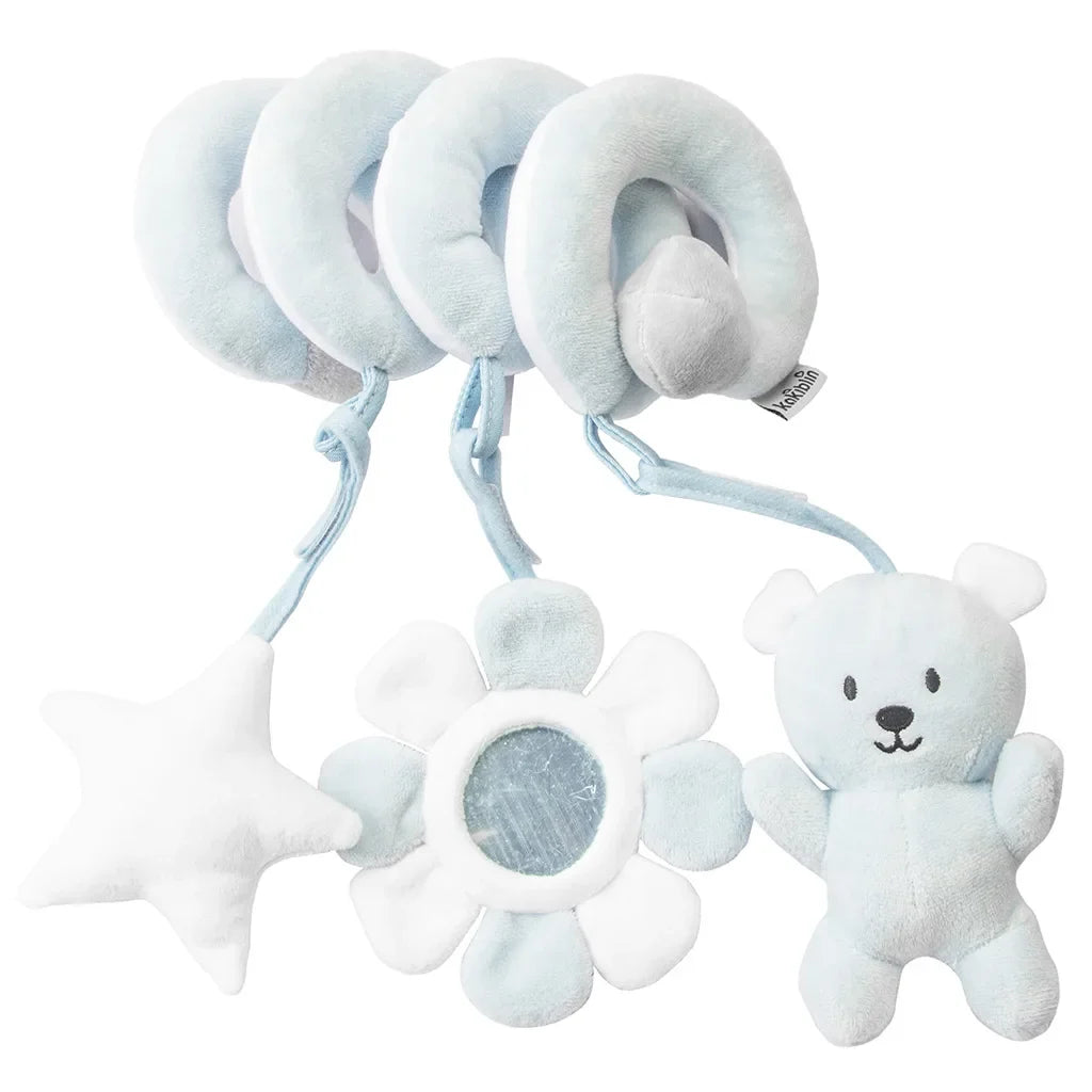 Newborns Spiral Hanging Activity Stroller Toy Baby Carseat Toy Black & White Lion Koala Rattle  for Crib Mobile Sensory Toy Gift