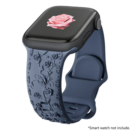 For Apple Watch Band 42mm 41mm 40 45mm 49mm 44mm Floral Engraved bracelet correa for iwatch series11 10 9 7 SE 6 8 Ultra 2 Strap