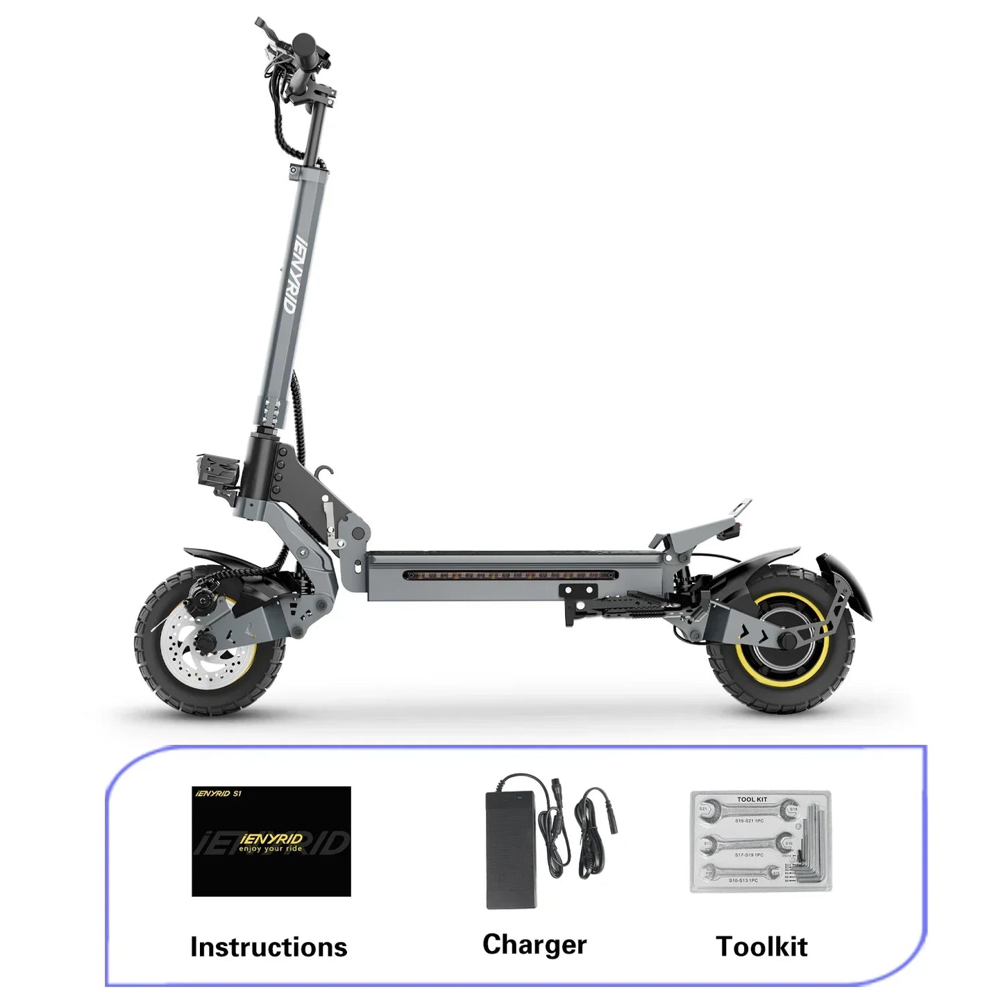 iENYRID iE-S1 Adult Electric Scooter Foldable 48V 15Ah 250W Off-Road Tire E-Mountain Scooter for Sports Entertainment Cycling