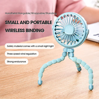 HOMEFISH Portable Baby Stroller Fan Oscillating Clip-on Mini Fan USB Battery Operated with Flexible Tripod for Pram Car Seat