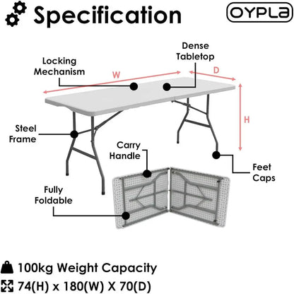 Sturdy 6ft 1.8m High Outdoor Catering Trestle Table for Parties and Gardens
