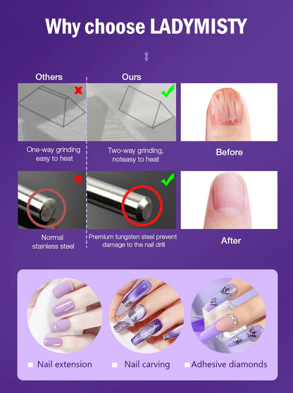 LadyMisty Ceramic Nail Drill Bit Milling Cutter For Manicure Pedicure Nail Files Buffer Nail Art Equipment Accessory