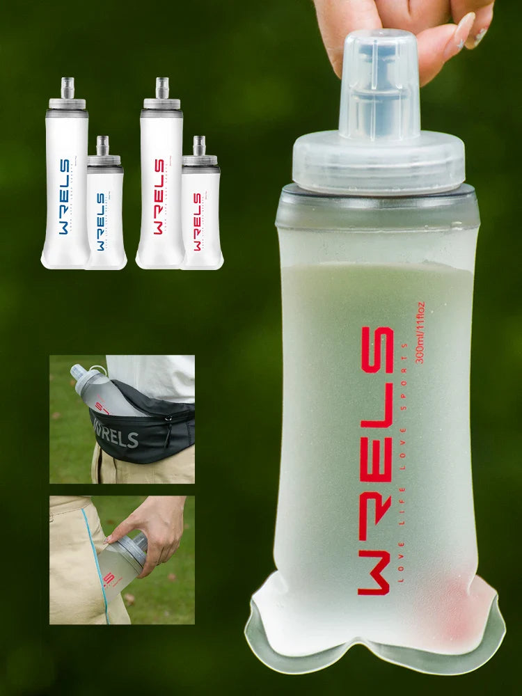 WRELS Sports Water Bottles BPA-Free Collapsible Soft Flask Running Camping Hiking Hydro Flask Soft Water Bottle for Hydration