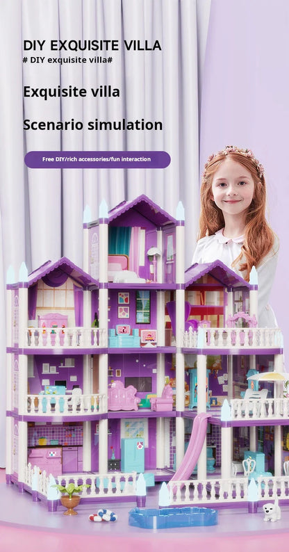 3D DIY Fantasy Princess Castle Villa Assembly Doll House Set Toys, Girls Home Toys & 3D Kids Toys