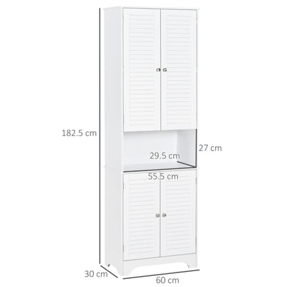 MDF Freestanding 6-Tier Bathroom Storage Cabinet White | UK