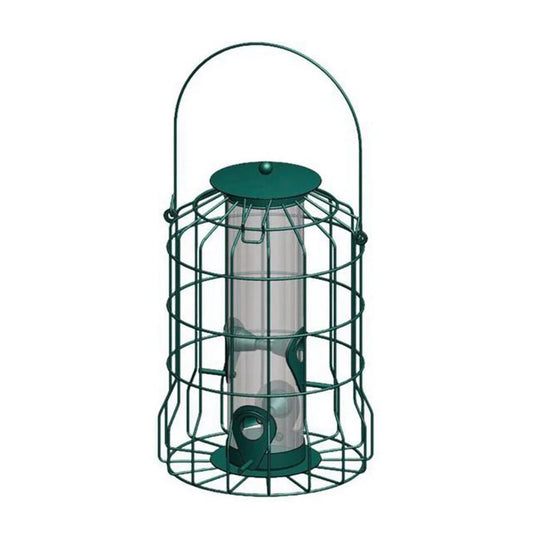 New Bird Deterrent Feeder Rust-Proof Hanging Bird Feeder Cage for Garden Backyard Squirrel-Proof Wild Bird Feeder Green