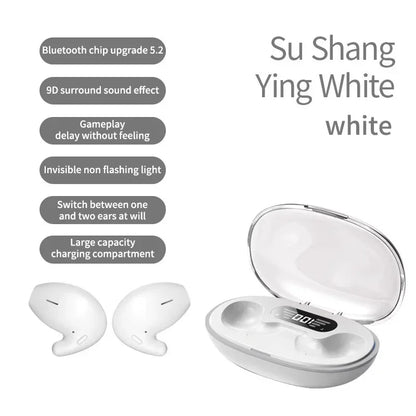 Sleep Wireless Earphone TWS Bluetooth 5.3 Headphones Hidden Earbuds IPX5 Waterproof Noise Reduction Sports Headset