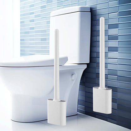 1 mini silicone toilet brush set, wall mounted and standing dual-purpose, soft silicone brush, easy to clean toilet corners