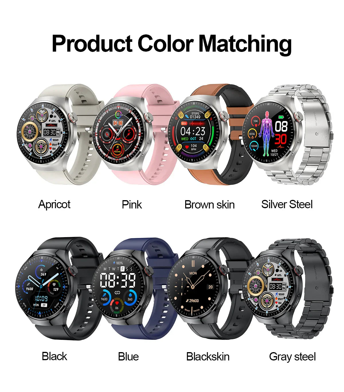 2025 New Nursing Grade Smart Watch Blood oxygen Blood Lipid Uric Acid ECG+PPG Body Temperature Bluetooth Call Health Smartwatch