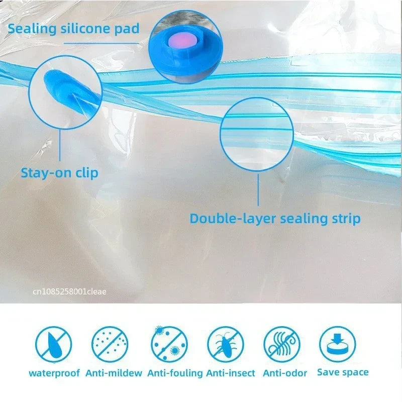 1-10pcs Thickened Vacuum Compression Bag,Transparent Quilt Vacuum Bags, Storage Bags, Household Clothing Storage and Sorting Bag