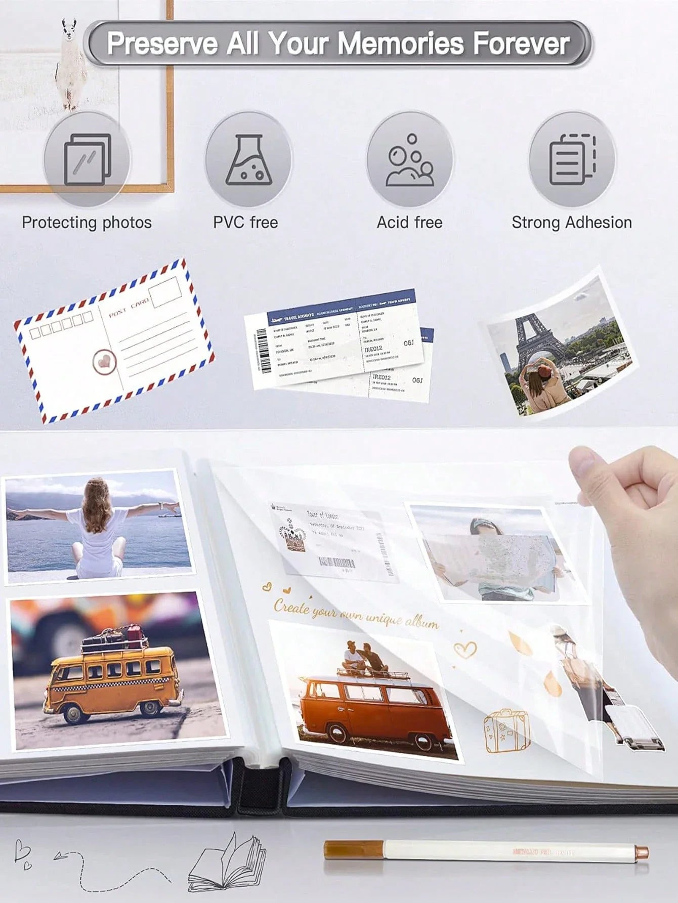 1pc Linen Photo Album Self Adhesive Scrapbook Album for 2x3 4x6 5x7 8x10 Pictures DIY Photo Book Birthday Gifts for Women Mom