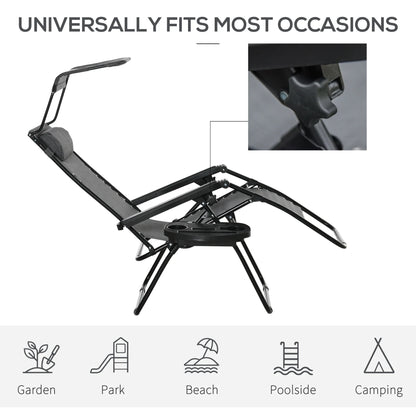 Outsunny Foldable Reclining Garden Chair with Headrest, Zero Gravity Deck Sun Lounger Seat Chair