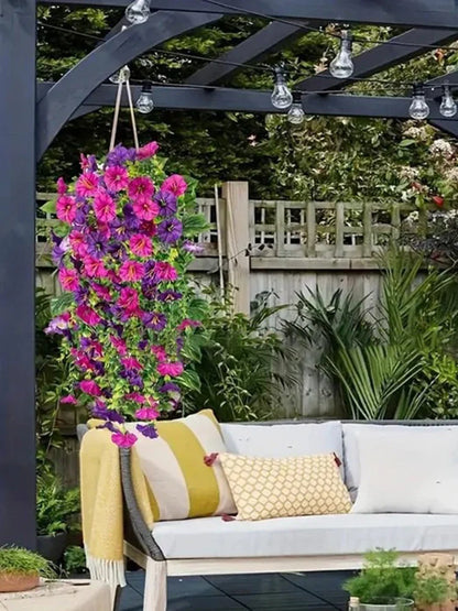 Outdoor courtyard simulation flower eucalyptus morning glory silk flower home wedding decoration wall hanging rattan flower vine