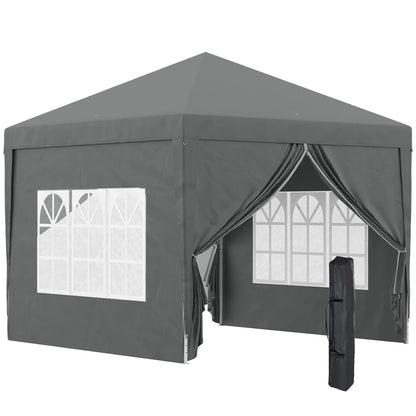 Outsunny 3 x 3(m) Pop Up Gazebo, Water and UV Resistant Party Tent Camping Canopy Marquee with  Carry Bag, Black