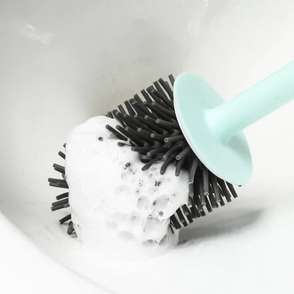 Silicone Toilet Brush Wc Quick Drying Bracket Gap Brush With Holder Flat Head Soft Bristles Cleaning Tools Bathroom Accessories