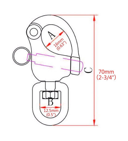 Swivel Eye Snap Shackle Quick Release Bail Rigging Sailing Boat Marine 316 Stainless Steel Clip